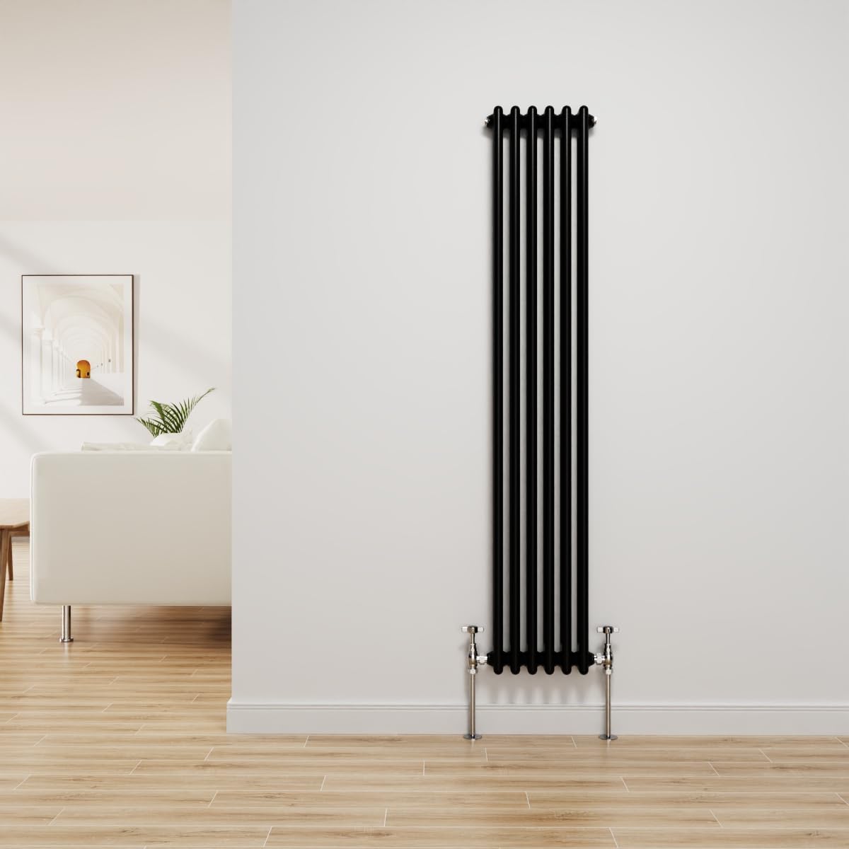 Nrg Black Traditional Radiator Cast Iron 2 Column Vertical Central Heating Bathroom Radiators 1500X290mm