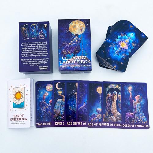 Image of Celestial Tarot Deck Unique, 78 Cosmic Tarot Cards with with Guidebook, Modern Witch Tarot for Beginners and Experienced Readers, Divination and Spiritual Divination Tool