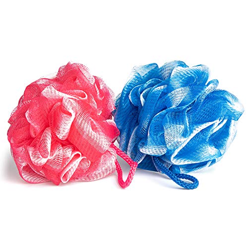 M&U Bath Loofahs Bath Sponges Shower Puff Shower Loofahs Balls for Body Wash, Suitable for Women, Men and Kids(Pack of 2)