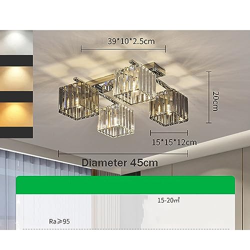 Plafonnier en verre cristal rétro à 4 lampes pour éclairage de cuisine - 5