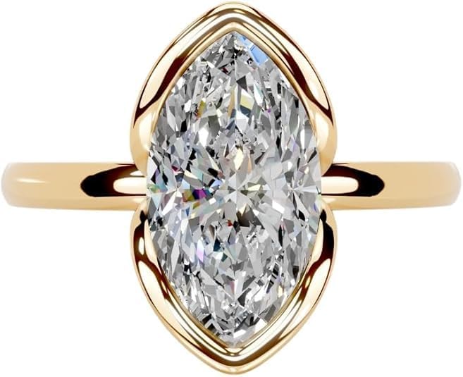 1-5 CT Marquise Moissanite Engagement Ring Colorless VVS1 10K 14K 18K Solid Gold, 925 Sterling Silver Half Bezel Set Engagement Ring Valentine Gift For Women