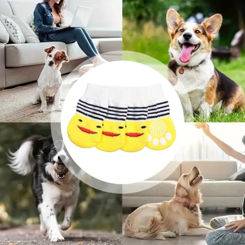 COYUN 16 Stück Indoor Anti-Rutsch Socken für Hunde, Paw Protectoren Hundesocken, Hundesocken Pfotenschutz, Drinnen Warme Haustierschutz für Kleine