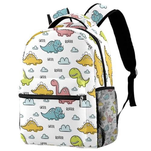Sac à dos d'école dinosaure multicolore pour ados et enfants - 29x20x40cm