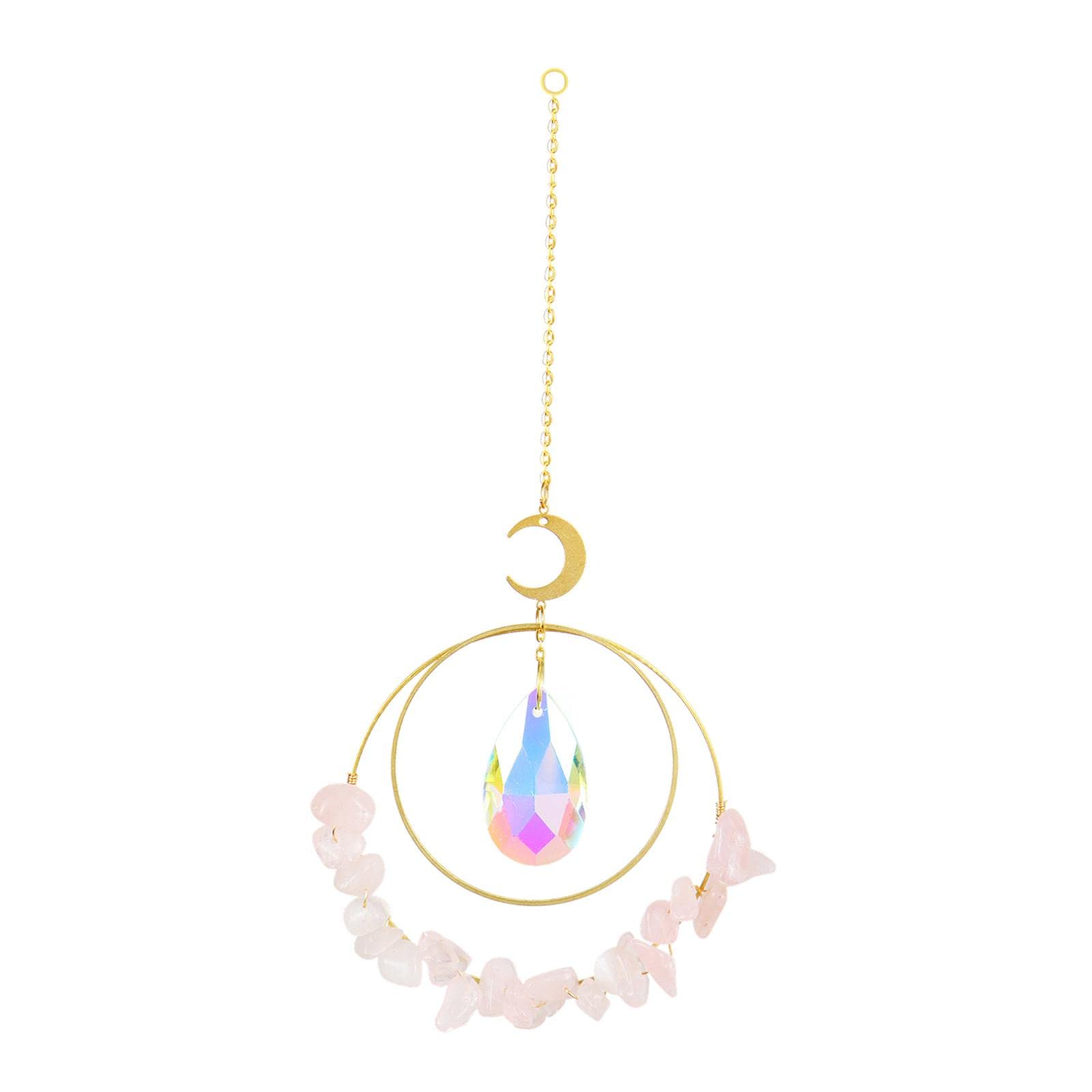 Crystal Suncatcher Window Hanging Decor Crystal Sun Catcher Wind Chime Decor Pink-image-27