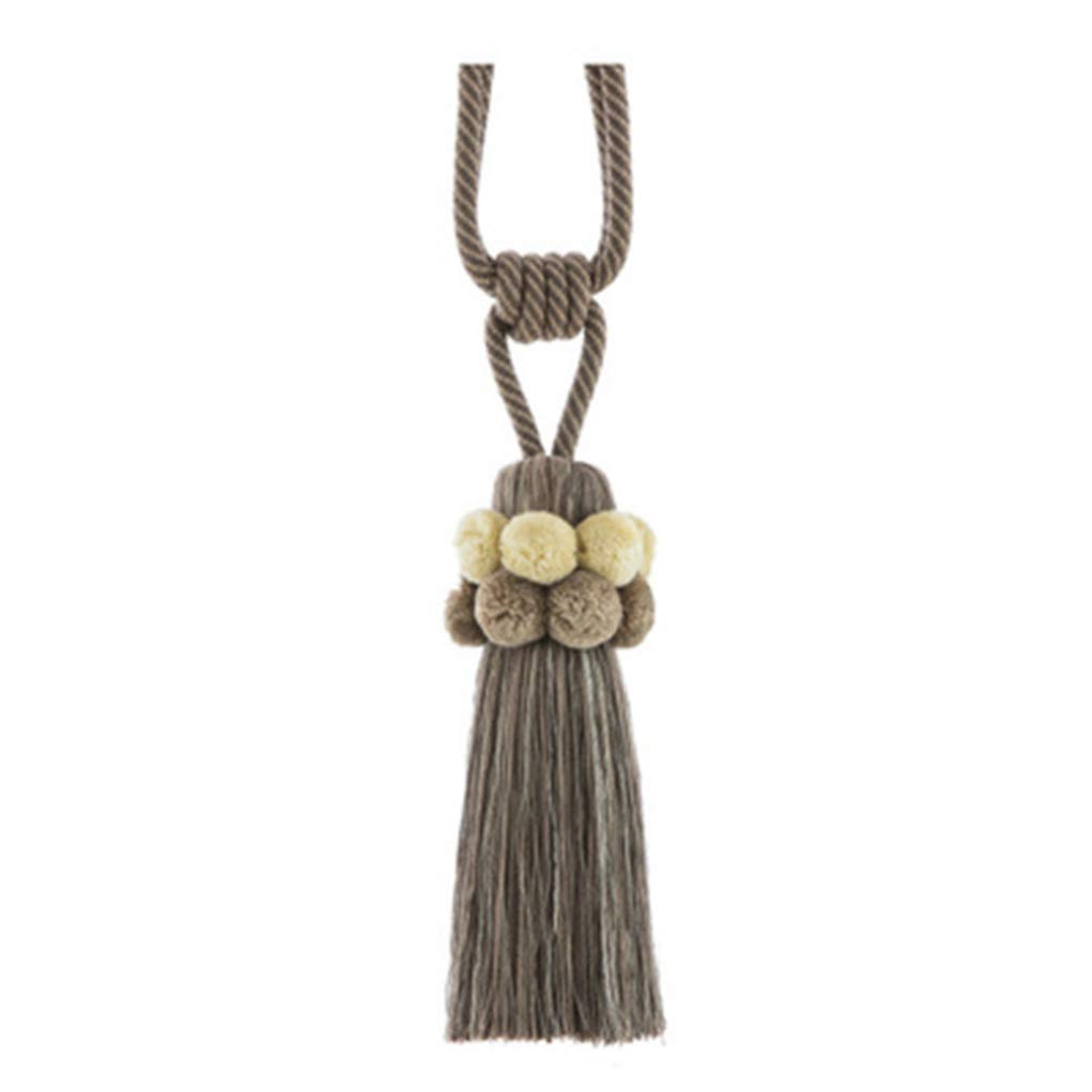 1 paire d'embrasses de rideaux à pompons faites à la main pour chambre de fille, couleur café