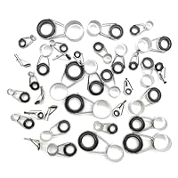 CHENNAN 35 Stück Angelrute Führungs Ring Köder-Angelruten-Führungsringe Angelruten praktisch führungsring Angelrute Reparatur kit Edelstahl Keramik Angelrute Pole Guide Ring Set Zubehör (Schwarz)