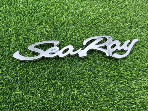 Image of 4pcs Sea Ray Searay SR Wave Script etters Boat Nameplate Emblems 3D Badge Sticker (Chrome)