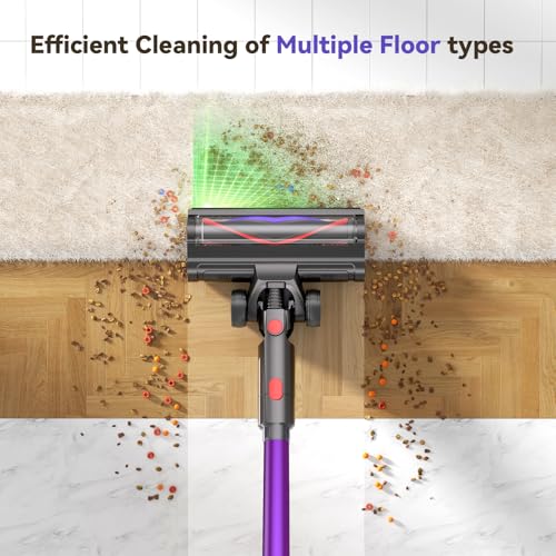 Image of TechRise Cordless Vacuum Cleaner,450W 40Kpa Vacuum Cleaners for Home,Up to 60 Min Runtime,Tangle-Free Brush,8-in-1 Versatile & Self-Standing for Hardwood Floors, Carpets, Pet Hair