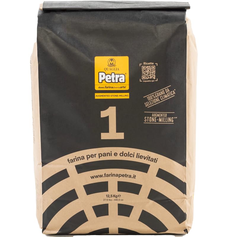 12,5 Kg Petra 1 Farina di Grano Tenero Tipo “1” Macinata a Pietra – Alta Resa, Ricca di Fibre e Proteine – Ideale per Pane, Pizza e Dolci a Lunga Lievitazione