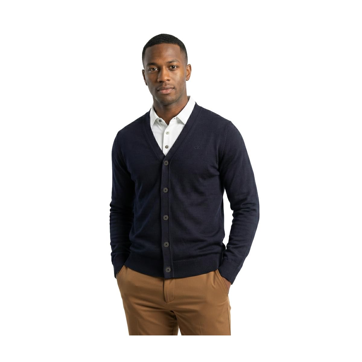 Calvin Klein Blackthorn Herren-Strickjacke mit V-Ausschnitt, weich, klassisch, mit Knopfleiste