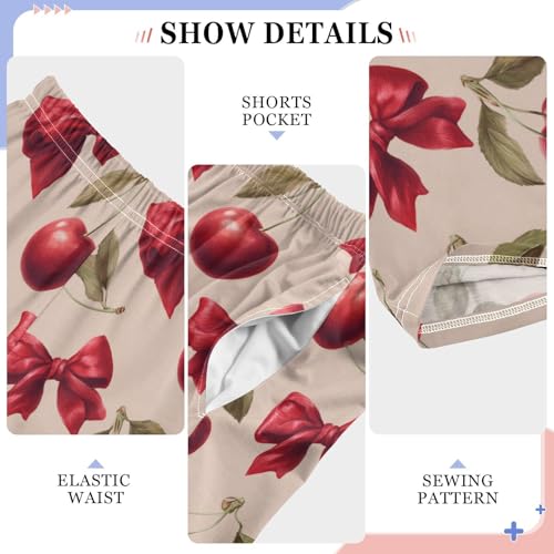 Pajama Bottoms, Cherries and Bows Pajamas Pant Sleep Long Pants Lounge Wear Sleepwear Soft Pjs4