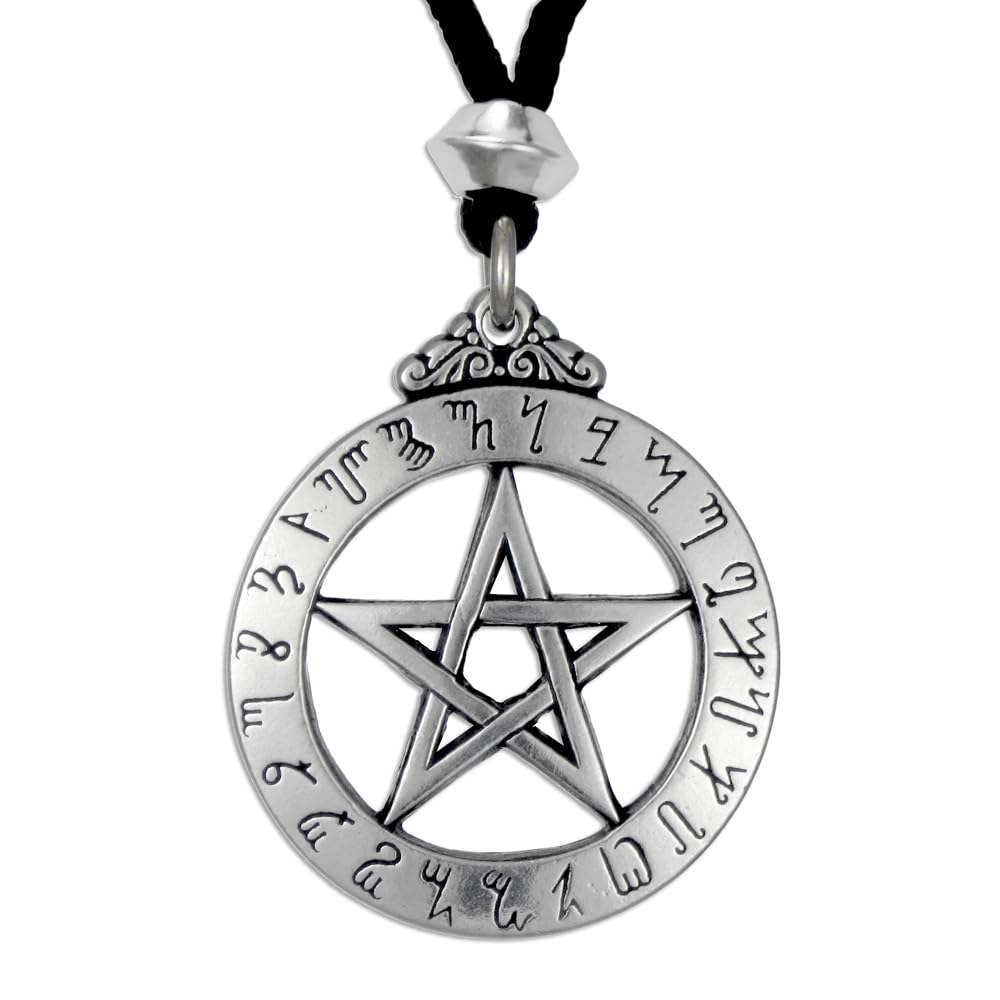 Large Theban Pentacle Pendant Necklace - Pewter Wiccan Protection Amulet