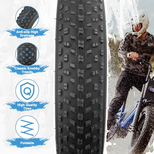 ZUKKA 16/20 x 4.0 E-Bike Tire Fat Tire High Performance Replacement Folding Mountain Bike Tire High-Density Bike Tires for E Bikes