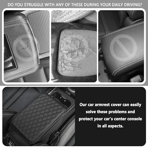 Image of Upgraded Car Armrest Cover, Microfiber Leather Arm Rest for Car Cushion with 2 Pocket Car Organizer, Universal Car Interior Accessories for Cars SUV Trucks (Pink)