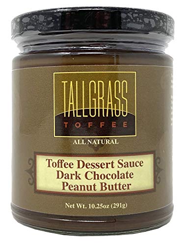 Tall Grass Toffee Dark Chocolate Peanut Butter Sauce - Chocolate Peanut Butter Dessert Sauce and Ice Cream Topping 10.25 Oz