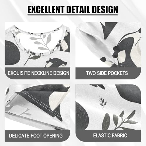 ALAZA Badger Dog Leaf Pajamas Set Short Sleeve Cotton Sleepwear Summer Pjs 2 Piece 5-14Y4