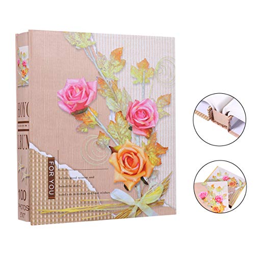 Álbum de fotos de 17,78 cm da Garneck, estampa de flor, álbum, cartão, fotografia, álbum, armação de