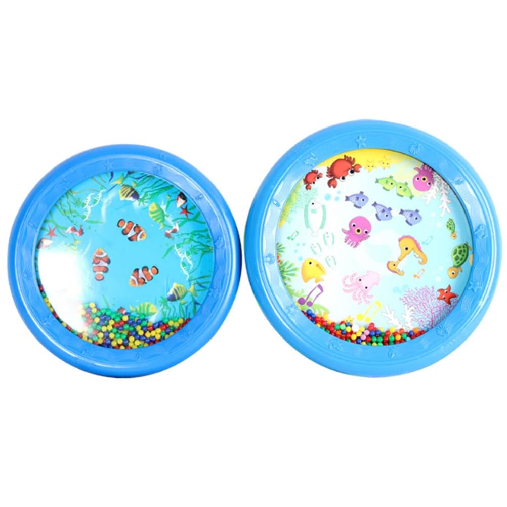 Set Tamburi Ocean Montessori, Giocattolo Sonoro Onde Marine Cartone Animato Giocattoli Educativi Prima Infanzia per Neonati e Bambini da 0 a 3 Anni