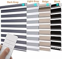 Vista 6 de Persianas motorizadas de cebra para ventanas, control remoto personalizado, persianas inteligentes de doble capa con control de luz de privacidad