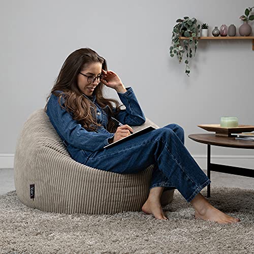 Icon Klassischer Sitzsack Flauschig aus Cord „Kingston“, Beige, Cord Sitzsack Erwachsene mit Füllung, Indoor Sitzsack… – Bild 4