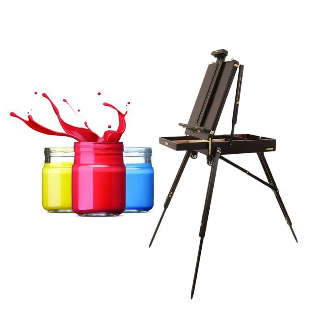 ASerZenith Portable Artist Easel With Sketch Box, Drawer & Wheels – Folding Tabletop Tripod Easel For Painting