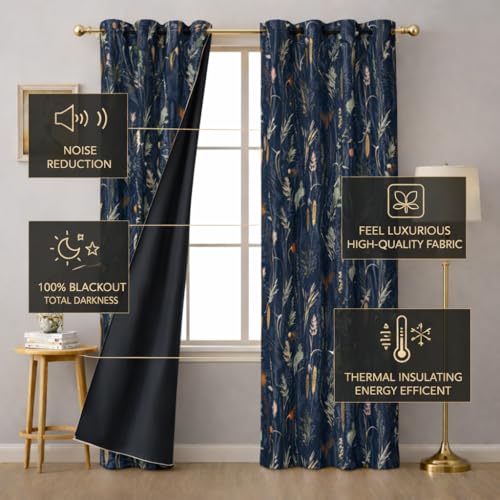 Image of STITCHNEST 'Whispering Gardens Series' Premium Heavy Polyester 100% Blackout Curtains 7 Feet Long Set of 1 | Door Curtain 7 Feet x 4 Feet | Perfect for Home Decor