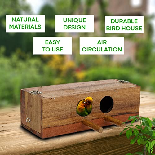 Elysian-Bird-House-Wild-Bird-House-for-Garden-Outside-Decorative-Outdoor-Nesting-Box-Wooden-Birds-Nest-Box-for-Sparrow-and-All-Small-Garden-BirdsGharPet-House-Single-Piece-25X95X8-cm-Double-Hole