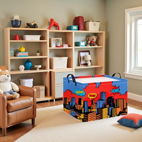 Image of Rectangular Baby Girl Basket Kids Baby Storage Basket Toy Storage Bin Organizer Box Room Decor(City)