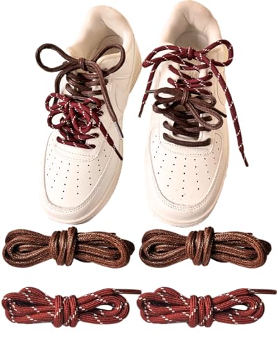 4 Pairs Shoe Laces for Miu Miu Sneaker, Brown Waxed Shoe Laces, Strong Braided Round Shoelaces Leather Replacement Laces Kit C
