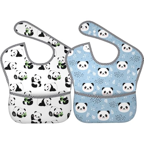 Image of Qwalnely Bibs Cute Baby Stuff 2Packs for 6-24 Months Waterproof Washable Fabric