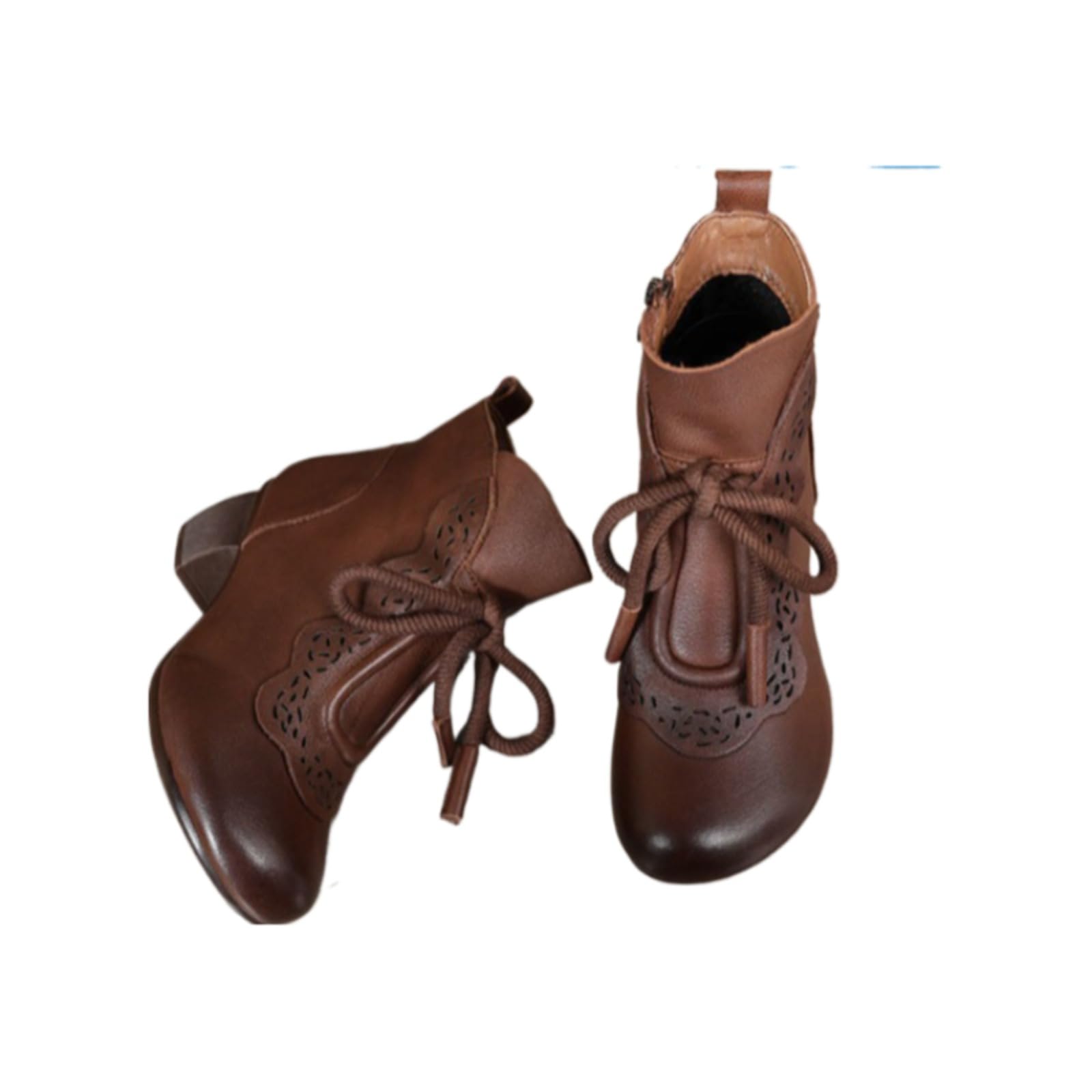 Womens Comfort Ankle Boots Chunky Heel Slip Resistant Side Zipper Casual Booties with Cushioned Sole