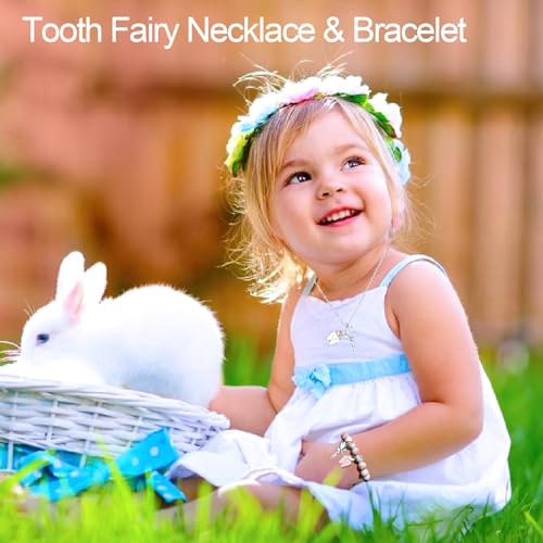 Image of Tooth Fairy Bracelet Gifts - Lost First Milk Tooth Pink Stone Bracelet, Tooth Fairy Jewelry for Daughter, Granddaughter, Pink Zebra