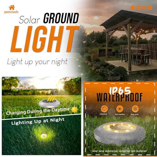Puncools Solar Lights Outdoor Garden,12 Pack Waterproof Solar Ground Lights for Lawn Pathway Yard Landscape Walkway(Bright White) - Image 3