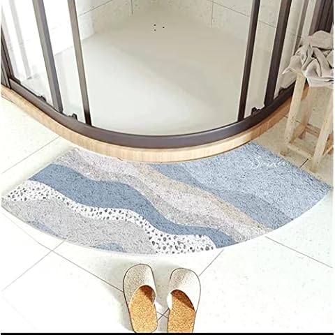 MOTT 50 Quadrant Curved Bath Mat 45x100cm,Semi-Circular Bath Mat,Non Slip Floor Carpet,Corner Shower Rug Washable,Fan-Shaped Foot Pads Door Mat Cover