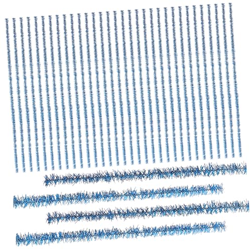 BEBEMOKO 100pcs DIY Twisted Bar Christmas Tree Decor Tinsel Stems Blue Kids Craft Toys for Birthday Party
