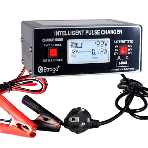 Etrogo Chargeur Batterie Voitures 6V/ 8V/12V /24V Intelligent 250W 10A écran LCD avec Fonction de...