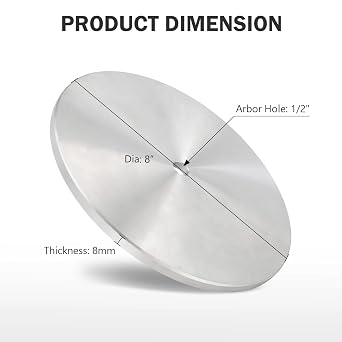 Aluminum Grinding & Polishing Disc Base Plate - 8 x 1/2 Arbor for Flat Abrasive Wheels & Slant Cabber Machines & Backer-Disc - 1 Pack