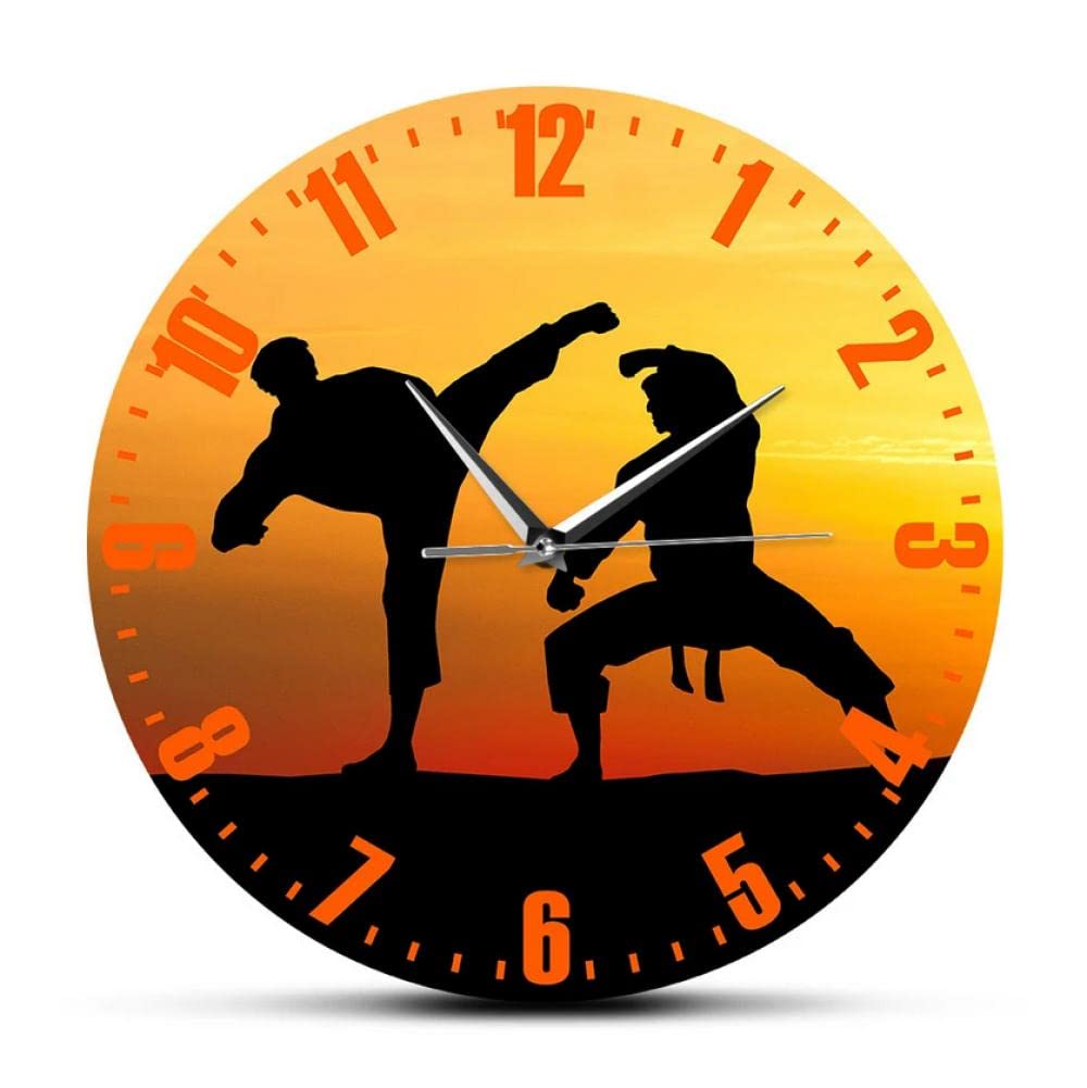 XUSANSHI 12" Decorative Clock Japanese Martial Arts Karate Wall Clock Karate Players Fight Against The Sky Wall Art Sports Home Decor Karateka Sensei Present