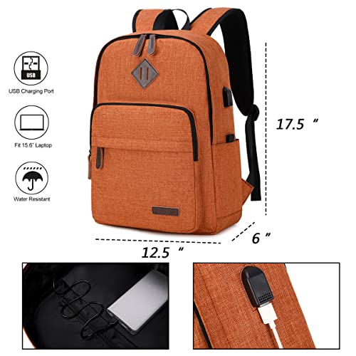 KYALOU Laptop Backpack, Lightweight Bookbag Casual Daypack for Men and Women, College with USB Charging Port - Light Brown2