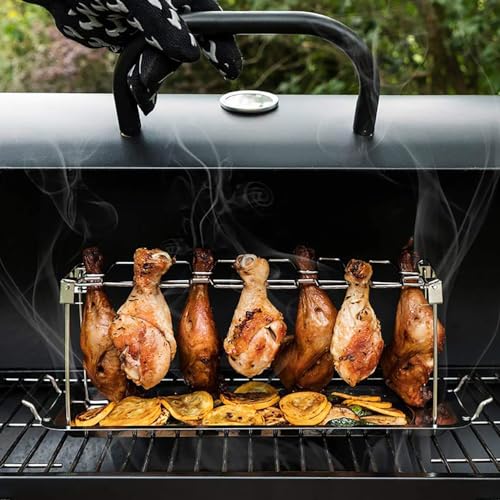 Triceratops Chicken Leg and Wing Rack with Drip Pan, 14 Slots BBQ Chicken Drumsticks Holder Stainless Steel Roaster Stand for Smoker Grill, Oven, Charcoal Grill by Triceratops - Used condition - Image 4