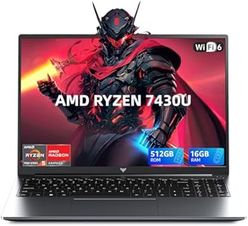 KAIGERR Light Gaming Laptop, ΑΜD Ryzen 5 7430U (Up to 4.3GHz), 16GB RAM 512GB NVMe SSD, 15.6in IPS Laptop Computer WiFi 6 Bluetooth 5.2, Numeric Keypad, Home Laptops Office Laptops, HDMI Type-C