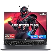 KAIGERR Light Gaming Laptop, ΑΜD Ryzen 5 7430U (Up to 4.3GHz), 16GB RAM 512GB NVMe SSD, 15.6in IP...