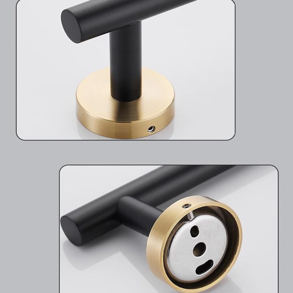 HLTYGWX Gancho para Abrigos, Ganchos para baño, Juego de Accesorios de baño de Acero Inoxidable Negro y Dorado, Barra para Toallas, Soporte para Papel higiénico, Gancho para Ropa, Rollo de baño,