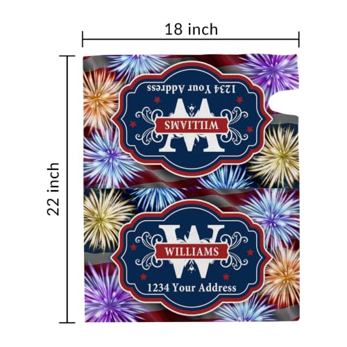 Personalized Mailbox Covers Magnetic Standard Size, Custom Monogram Family Name Street Address Fireworks Mailbox Cover, Patriotic American Flag Post Box Wrap Decor, 18 x 22 Inch - Image 5