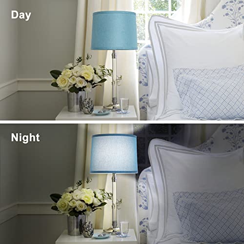 Image of Lampshades Set of 2, Blue Lamp shades for Table Lamps, Floor Lamps, 11.6 inch Top x 12.6 inch Bottom x 9.8 inch High, Fabric Drum Lampshade(Spider Fitter), Modern Lamp shades Replacement, Assembly Required