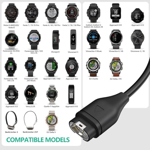 Image of AWINNER Charger Cable Compatible forGarmin Fenix 7 7S 7X 6 6S 6X Pro 5 5S 5X Plus,Epix 2,Forerunner 745 935 945 45 45S 245,Approach S10 S40 S60,Vivoactive 3 4 4S,Vivomove 3 3S,Instinct,Venu 2 2S Sq