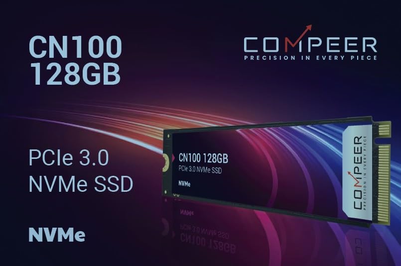 Image of COMPEERE CN100 - 128GB NVMe, Upto 2200MB /s R,1600MB /s, 3Years Warranty, PCIe Gen 3x4 NVMe, Storage, Internal Solid State Drive (SSD), 3 Years Warranty