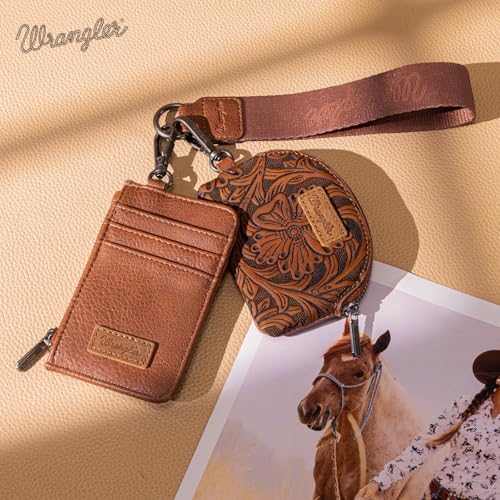 Image of Wrangler Keychain Wristlet Wallets for Women Western Dual Pouch Wristlet Credit Card Holder Wallet