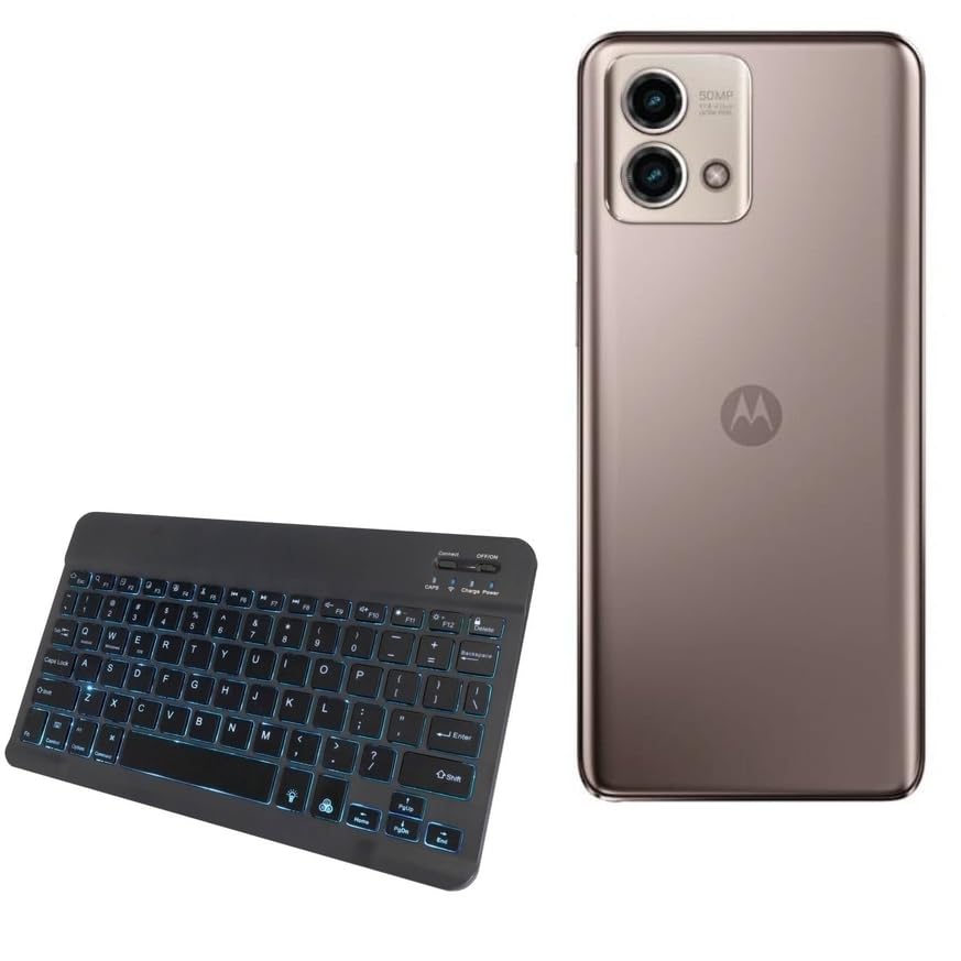 BoxWave Keyboard Compatible with Motorola Moto G Stylus 5G (2023) - SlimKeys Bluetooth Keyboard - with Backlight, Portable Slim LED 7 Colors - Jet Black