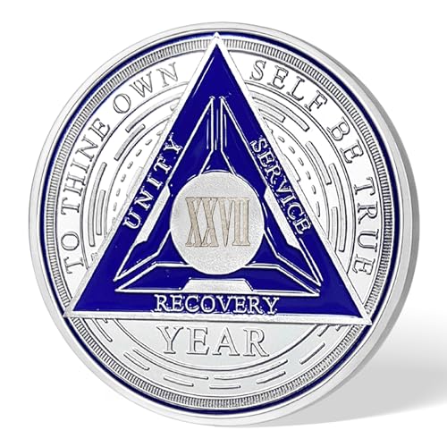 Image of Imasoner 27 Year Sobriety Coin Alcoholics Anonymous Medallion Sobriety Chip Anniversary Token Recovery Gift